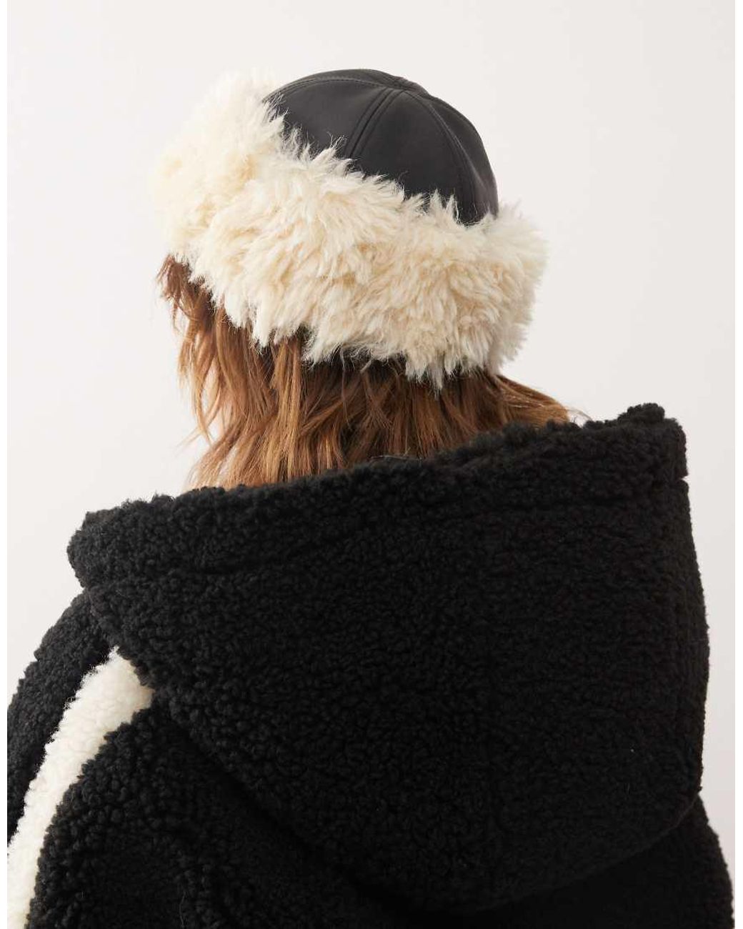 Weekday Black Hat With Faux Fur Trim