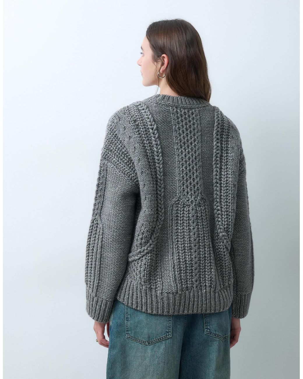 Object Gray Textured Crew Neck Jumper Knit Jumper