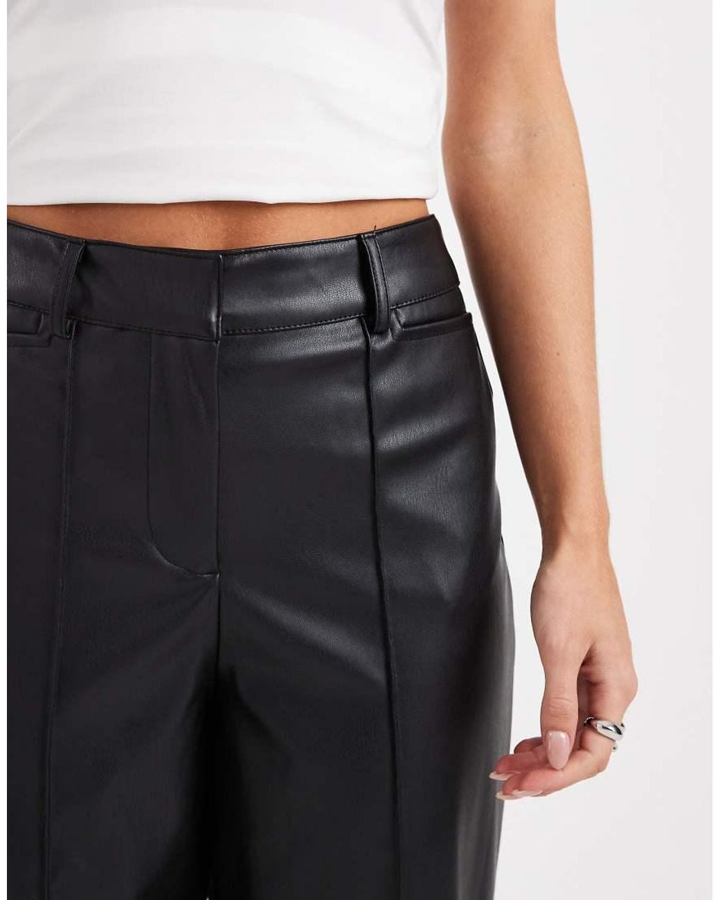 New Look Blue Faux Leather Wide Leg Pants