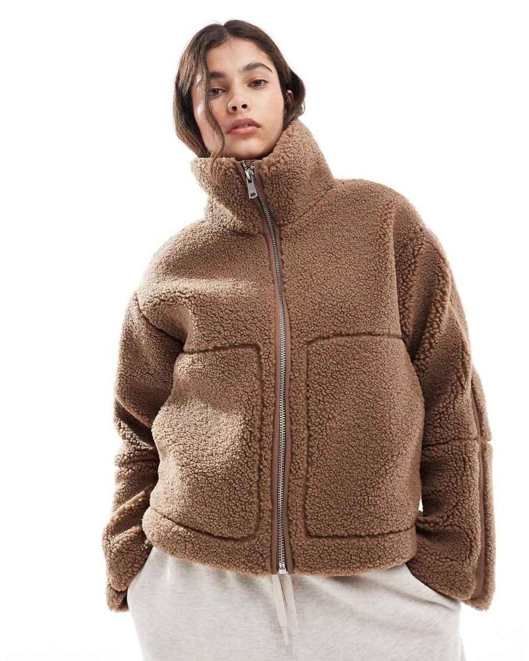 ONLY Brown Slouchy Teddy Jacket