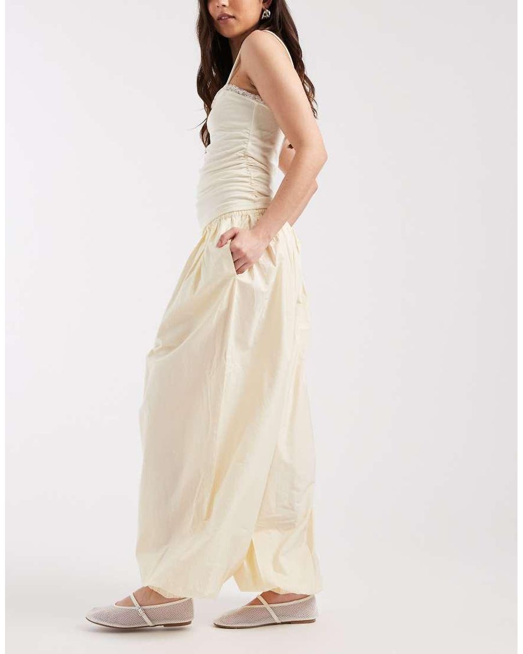 Aware Natural Woven Balloon Trousers With Cuffed Ankle