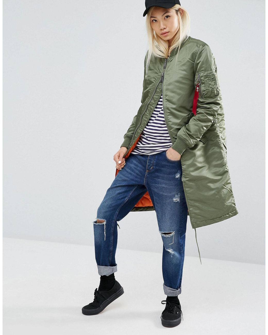Cazadora bomber larga con forro en contraste ma 1 Alpha Industries de color Verde Lyst