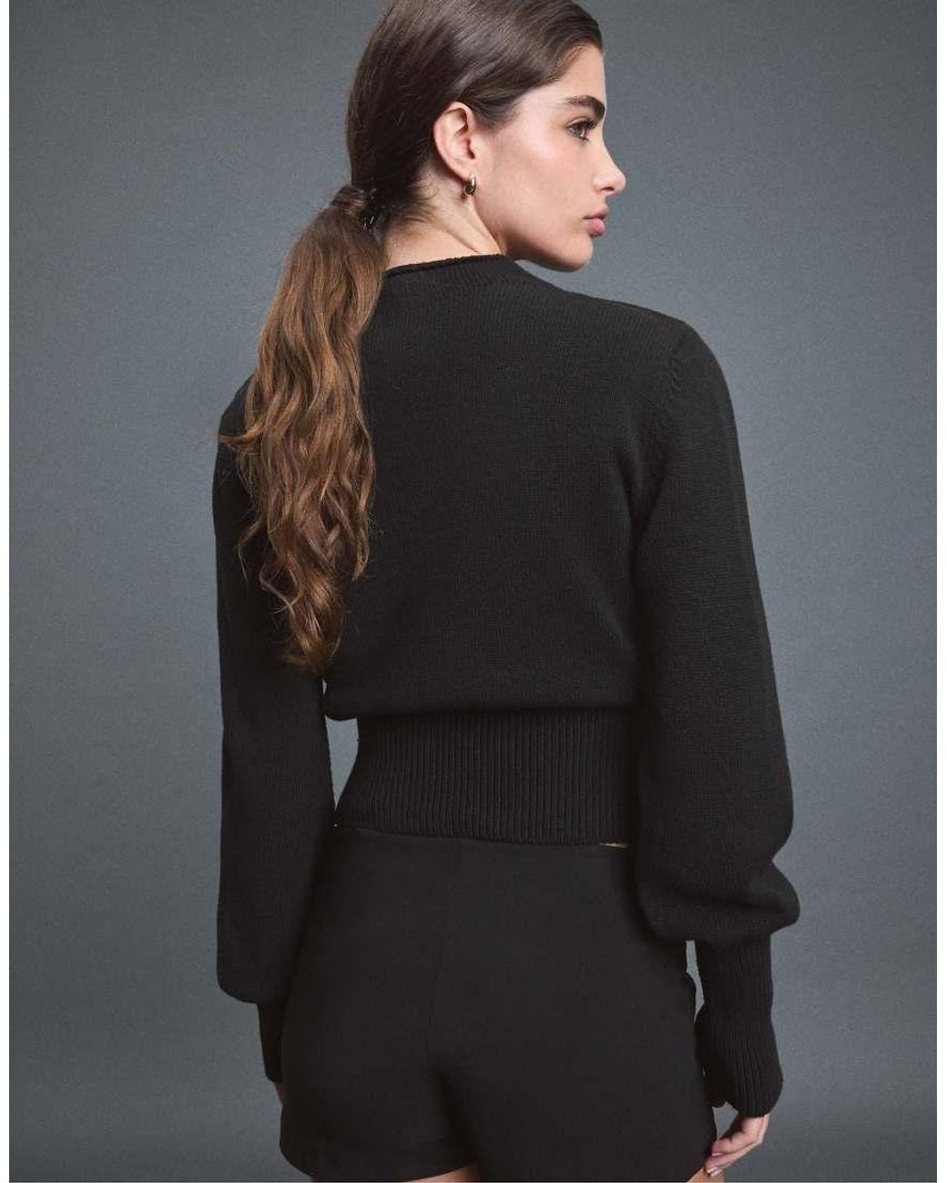 Stradivarius Black Double-breasted Knit Jumper