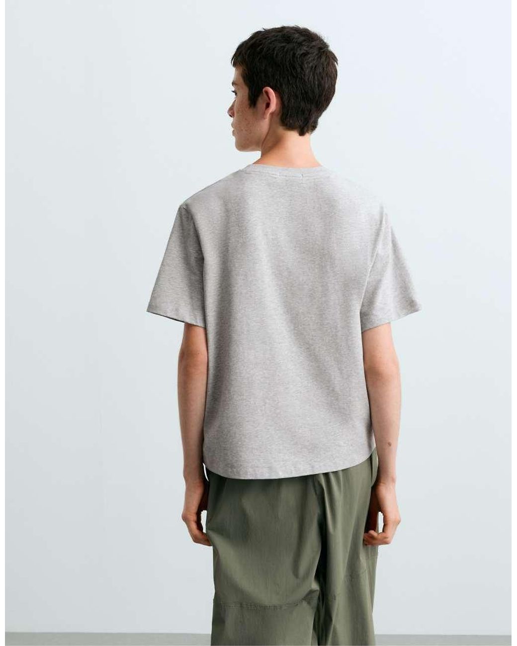 Oysho White Boxy Short-Sleeved Cotton Blend T-Shirt