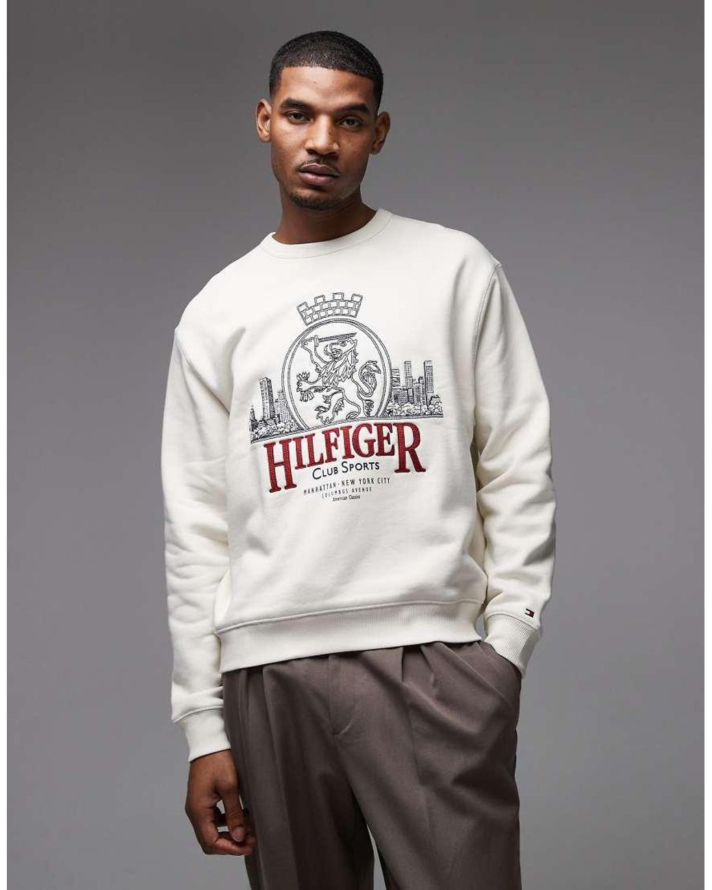Tommy Hilfiger Gray Heritage Crest Crewneck Sweatshirt for men