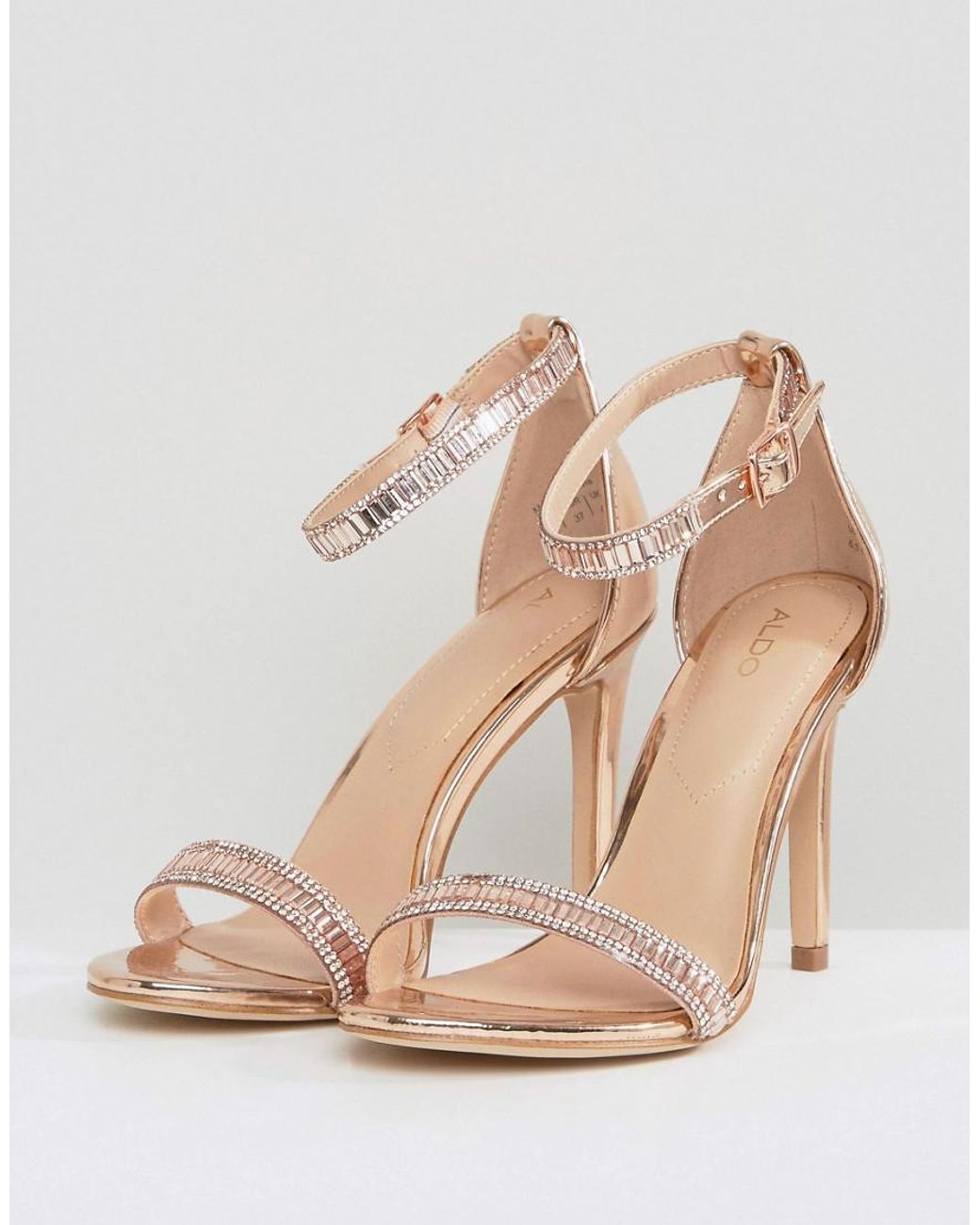 STYLZ-Rose Gold Ankle Strap Clear Heels