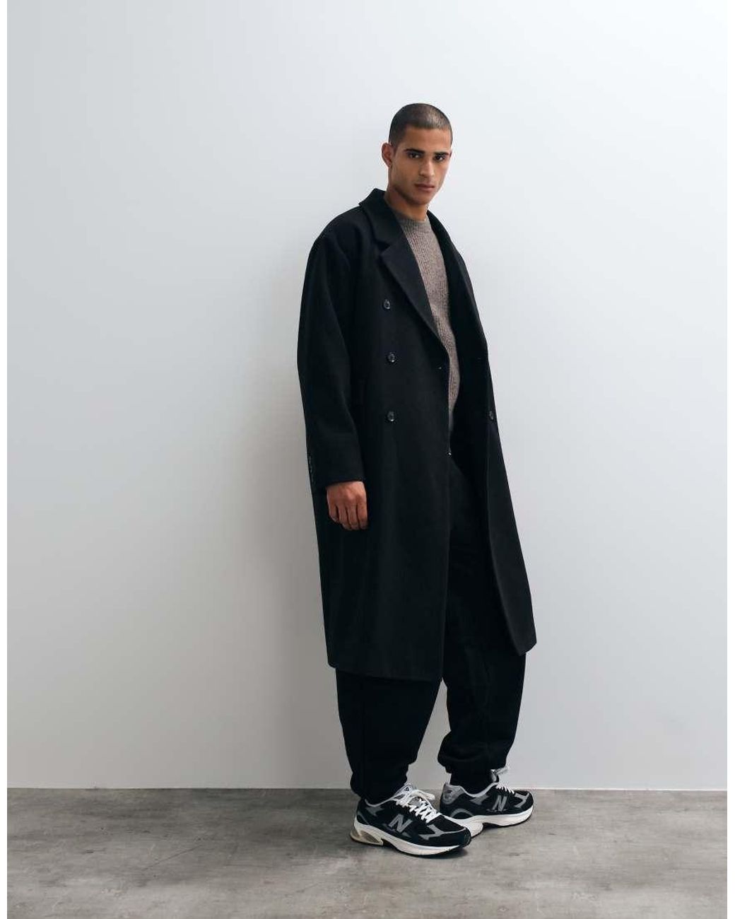 ASOS Blue Wool Look Oversized Overcoat for men