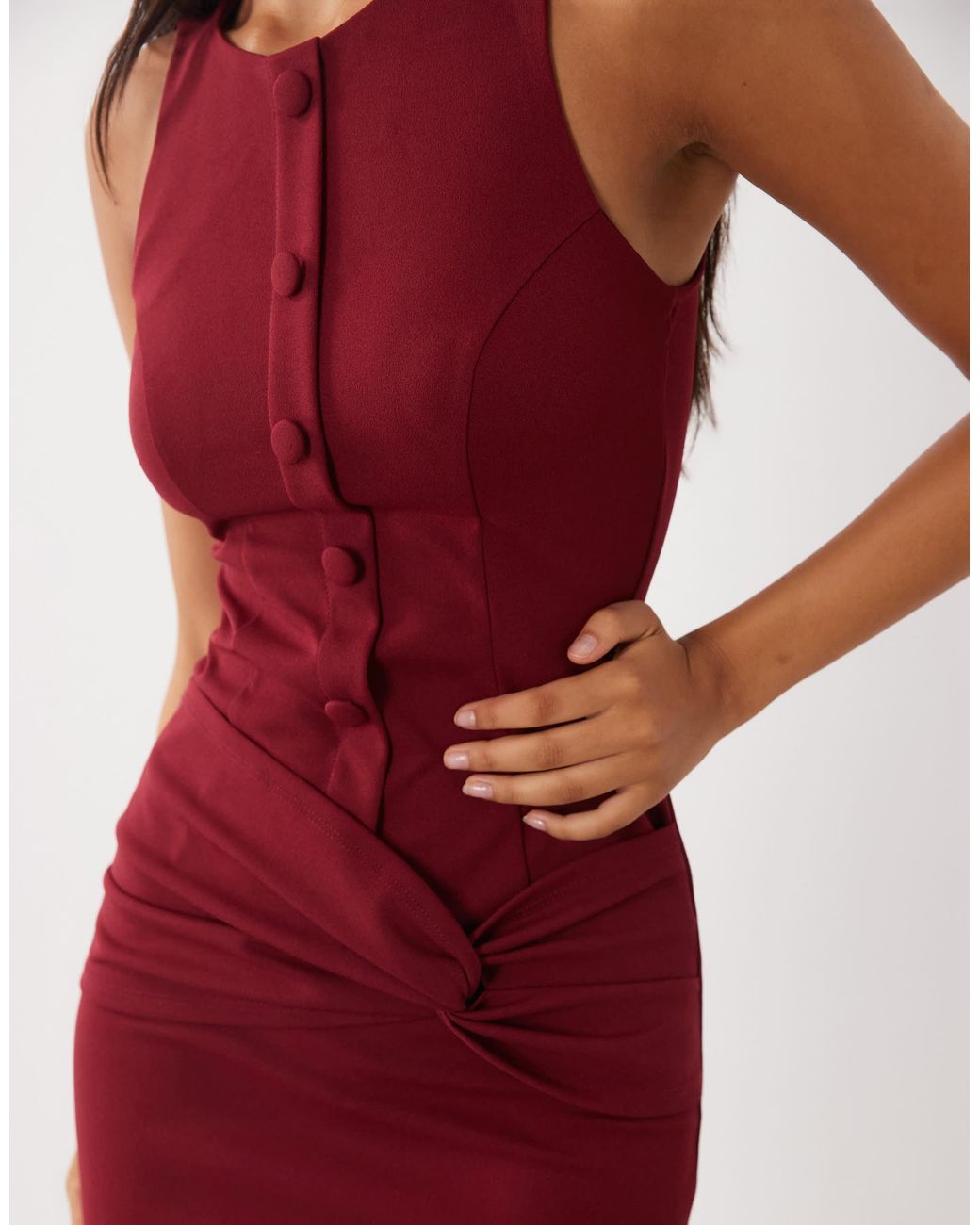 ASOS Red Button Down Structu Maxi Dress