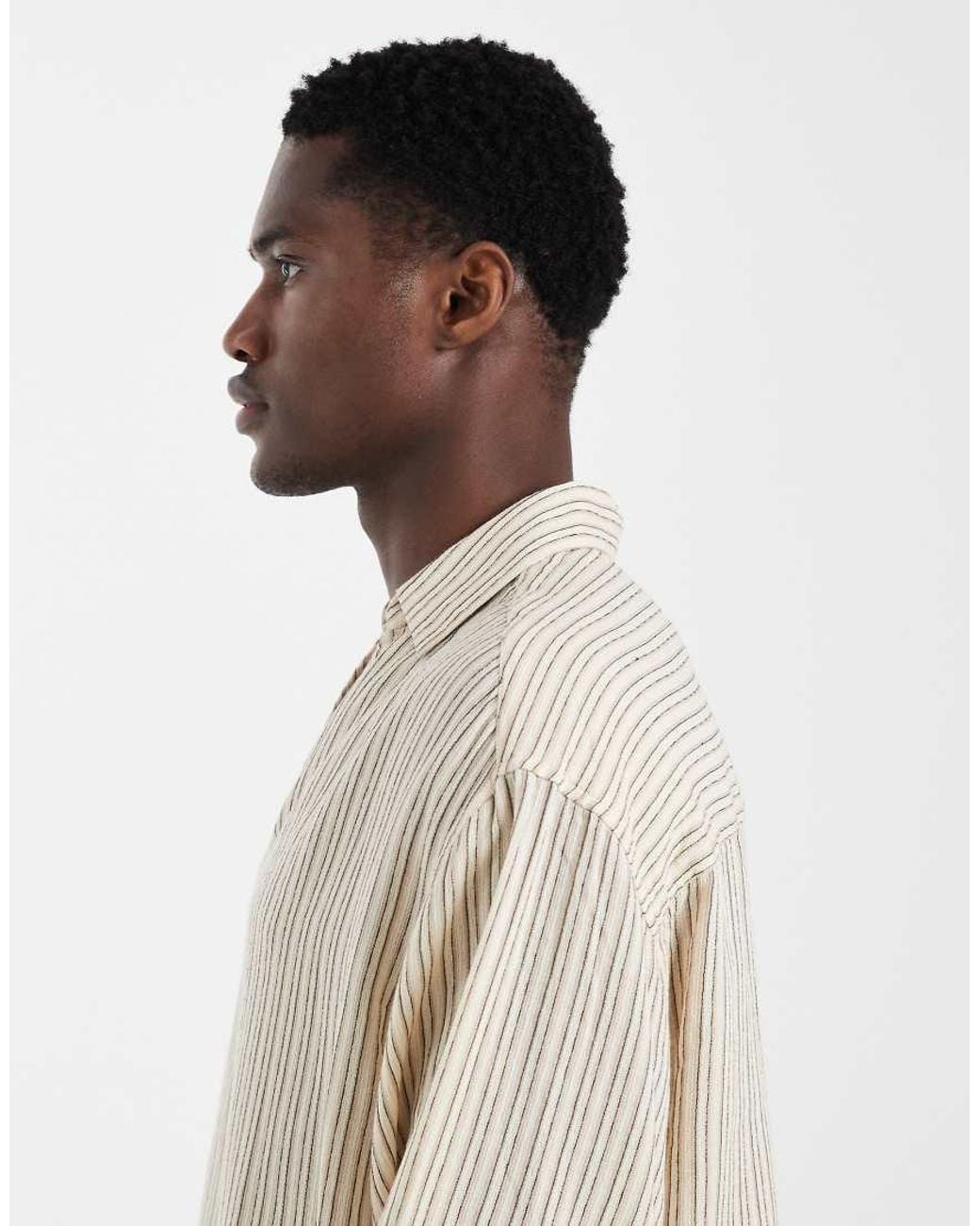 ASOS White Oversized Overhead Stripe Shirt for men