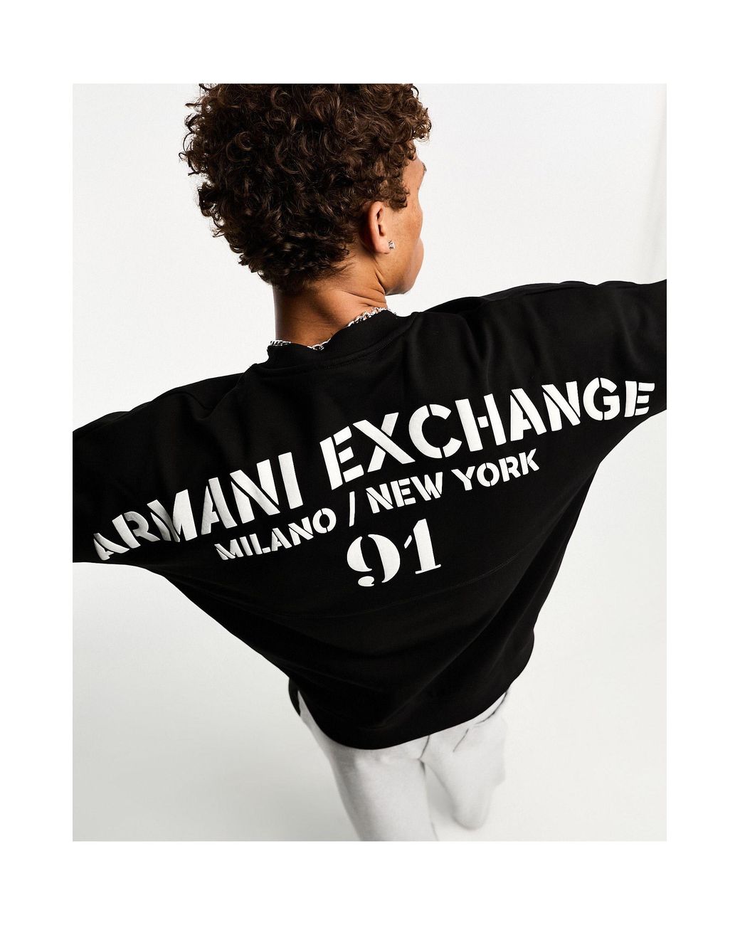 Giorgio Armani Large Back Logo Sweatshirt in Black for Men