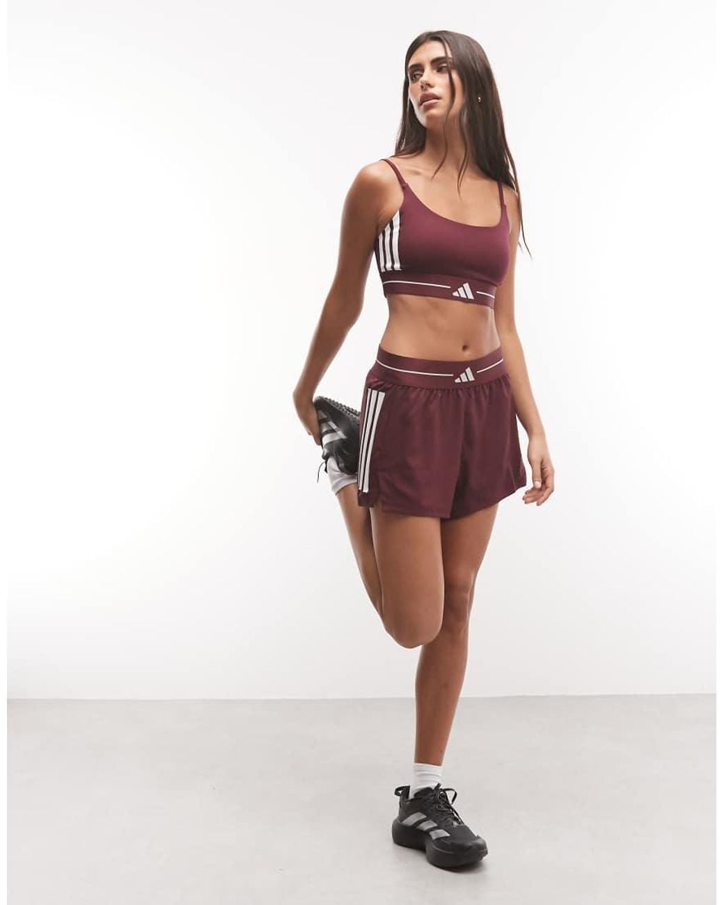Adidas Originals Red Adidas Training Hyper Glam Padded Medium Support Bra