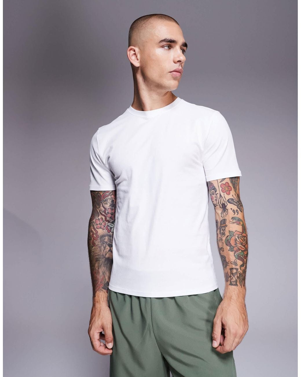 4505 White Shrunken Fit Cotton Training Baby Tee With Quick Dry Finish for men