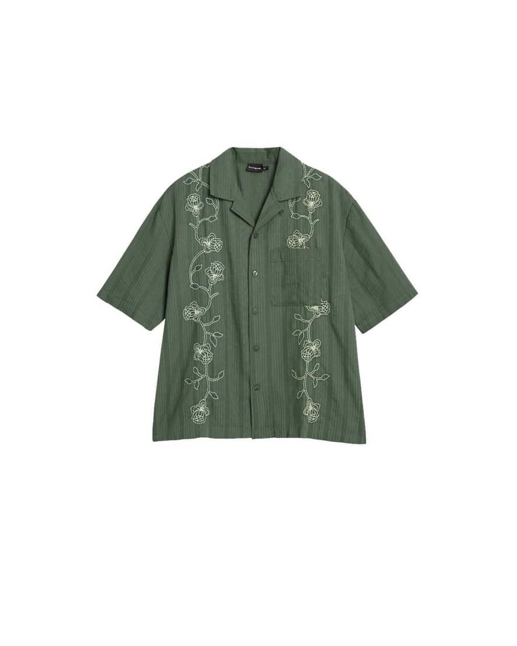 Desigual Green Embroidered Shirt for men