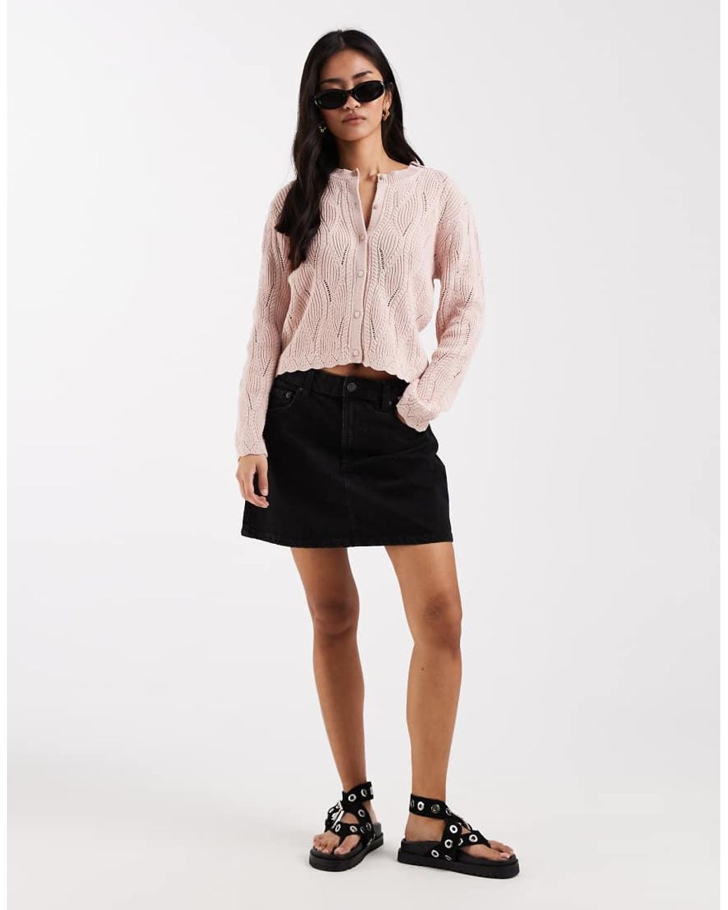 New Look Pink Stitchy Cardigan