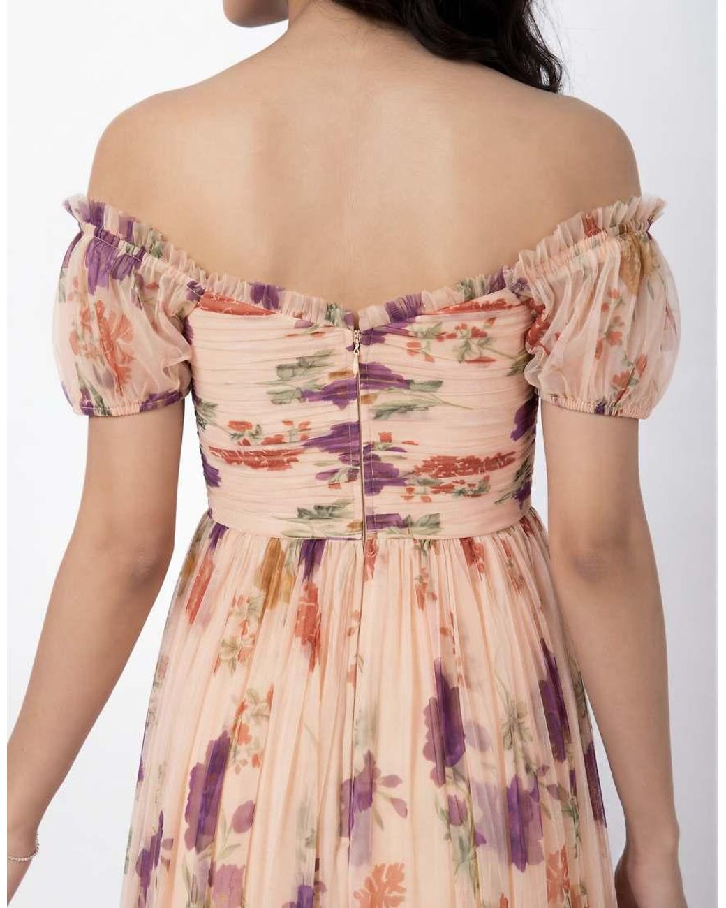 ANAYA Natural Floral Bardot Maxi Dress