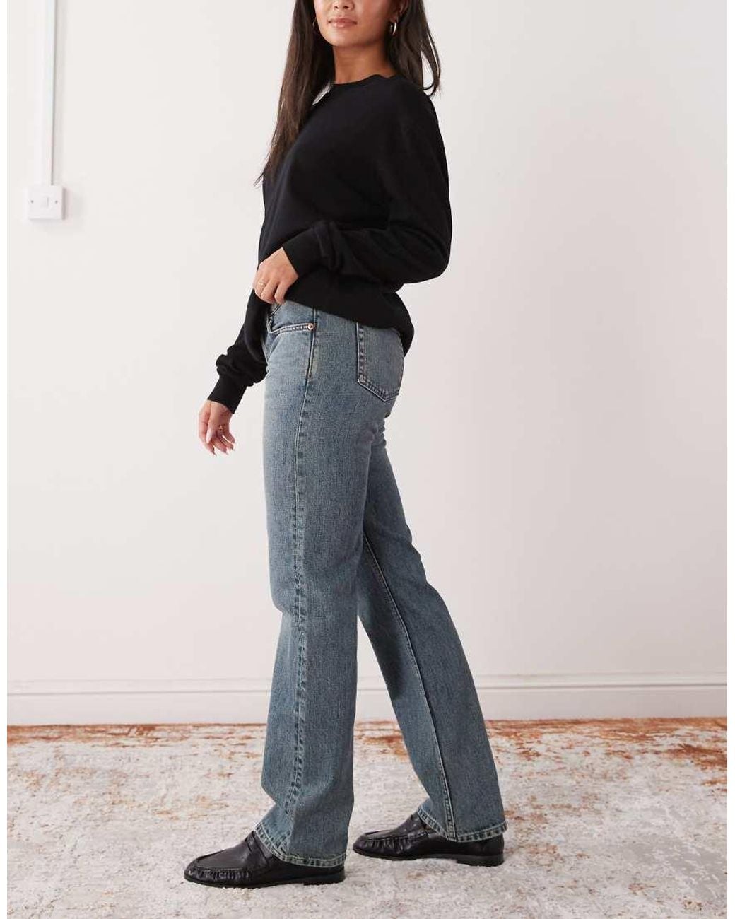 Weekday Black Arrow Low Waist Straight Leg Jeans