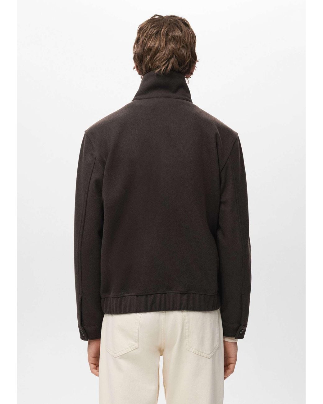 Mango Natural High Neck Zip Through Sweatshirt for men