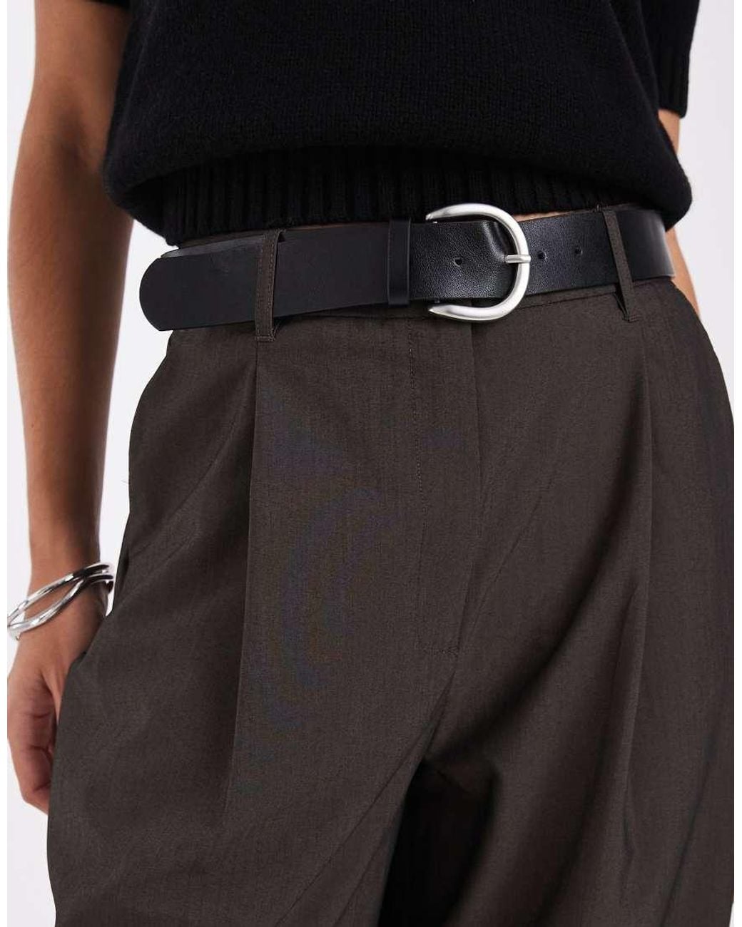 ASOS Black Tailored Belted Balloon Barrel Trousers