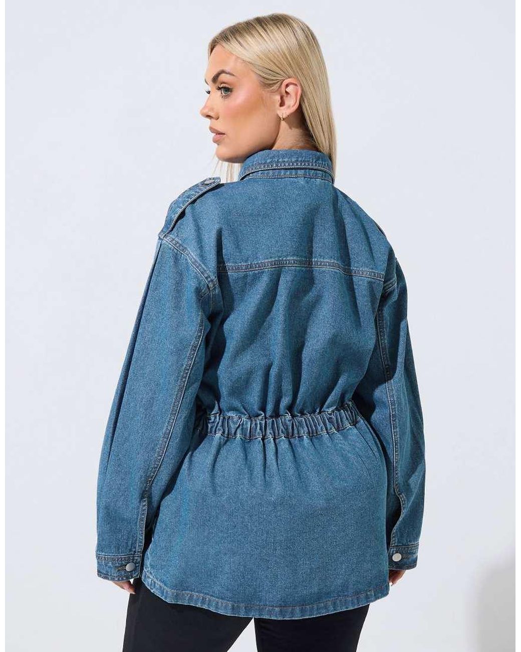 Yours Clothing Blue Elasticated Waist Denim Jacket