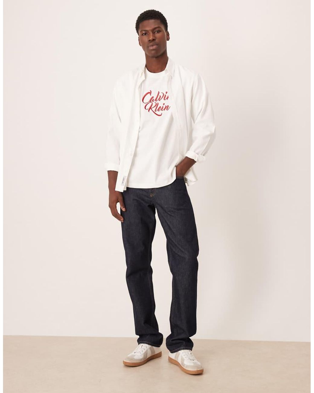 Calvin Klein Natural Large Script Graphic T-shirt for men