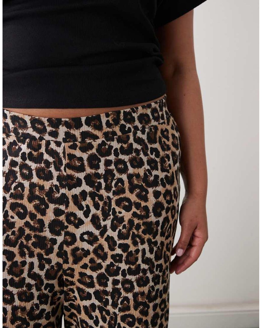 Noisy May Black Wide Leg Ribbed Trouser