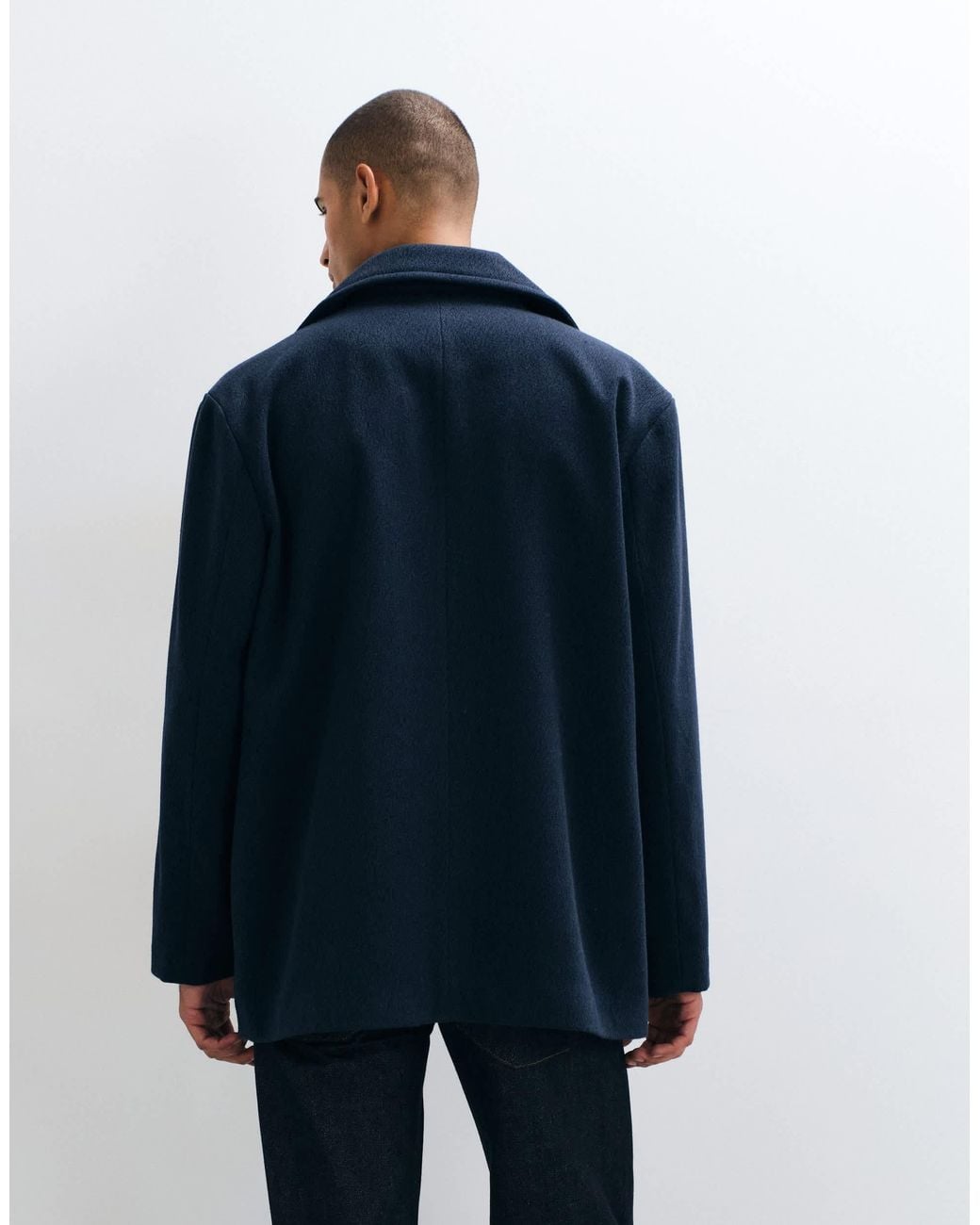 ASOS Blue Wool Look Peacoat for men