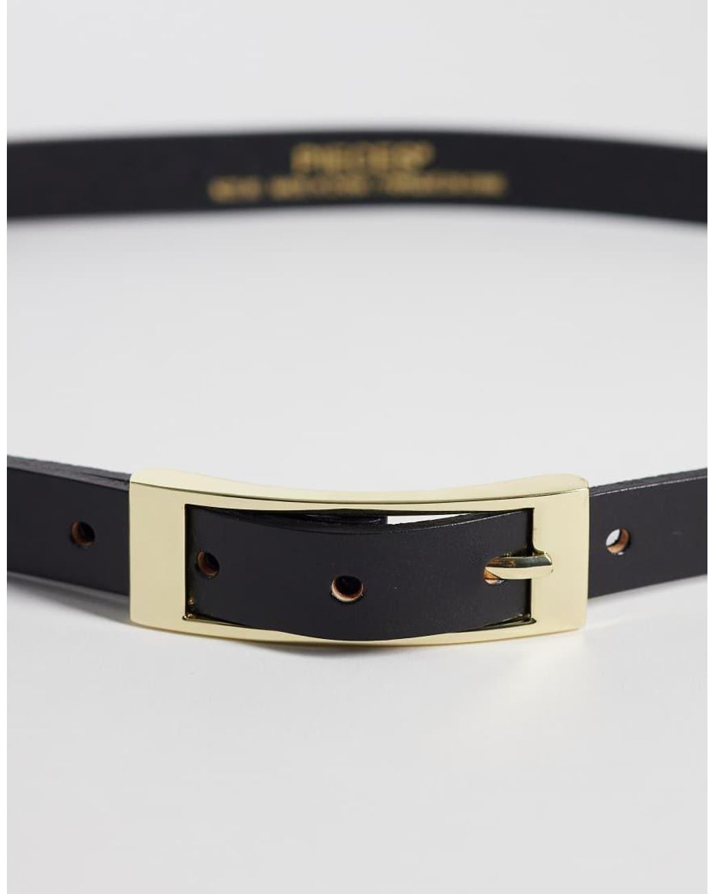 Pieces Gray Leather Belt With Gold Rectangular Buckle