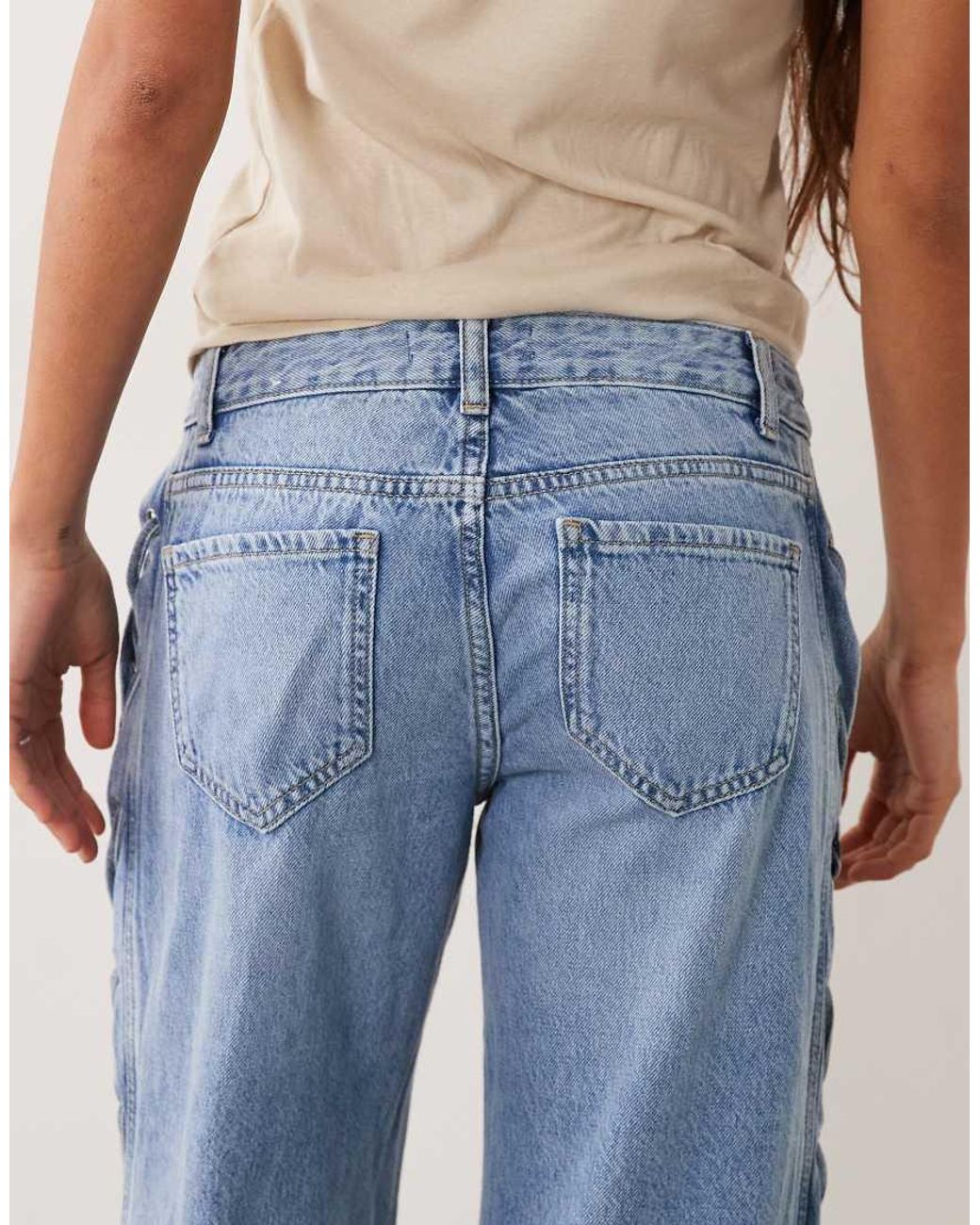 Mango Blue Tie Side Leg Detail Straight Leg Jean