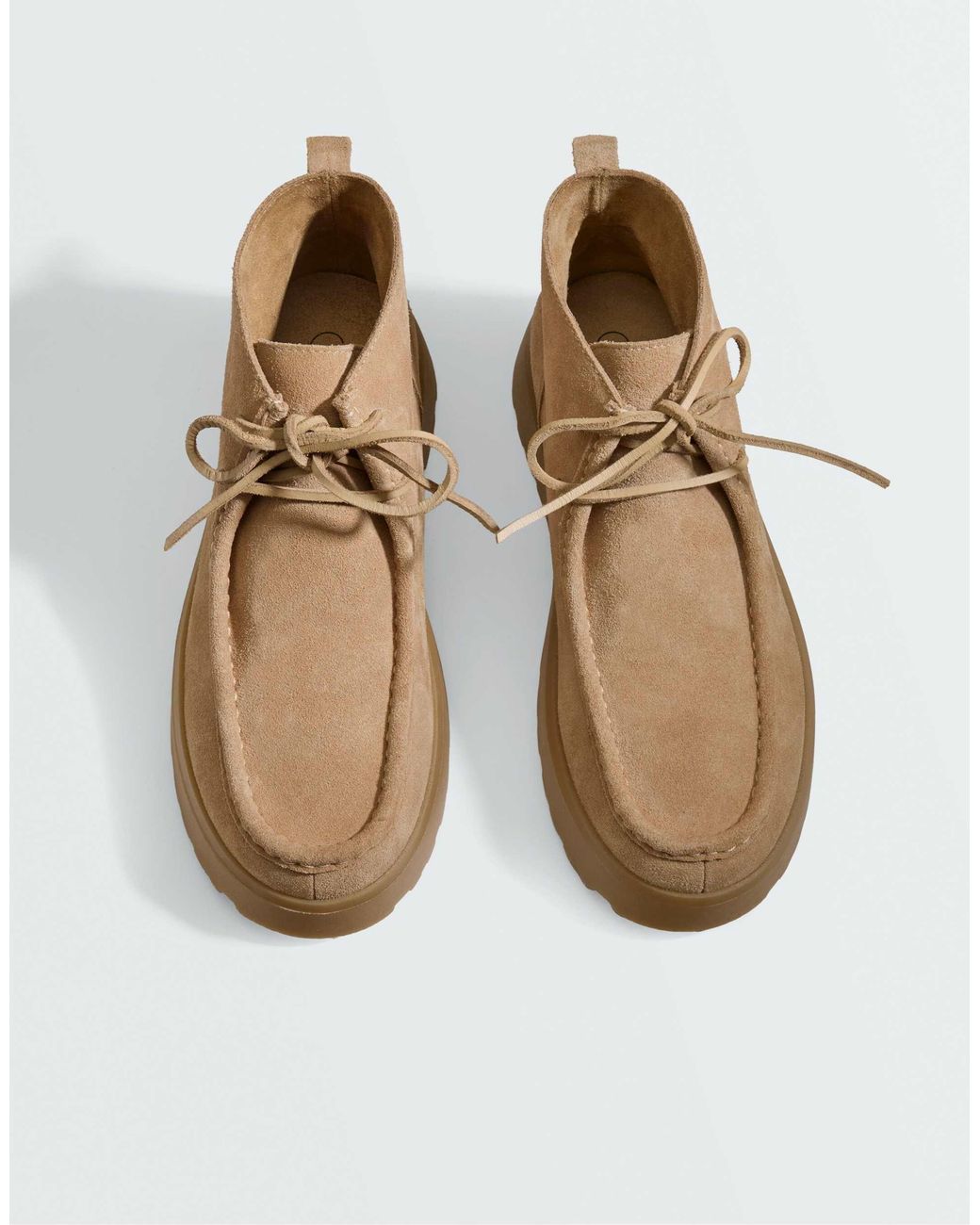 Oysho Natural Leder-schnürstiefel
