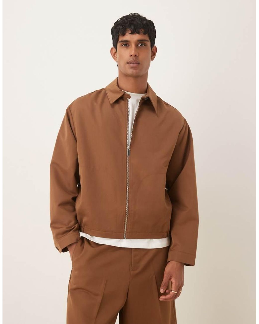 ASOS Brown Smart Co-Ord Oversized Blouson Jacket for men