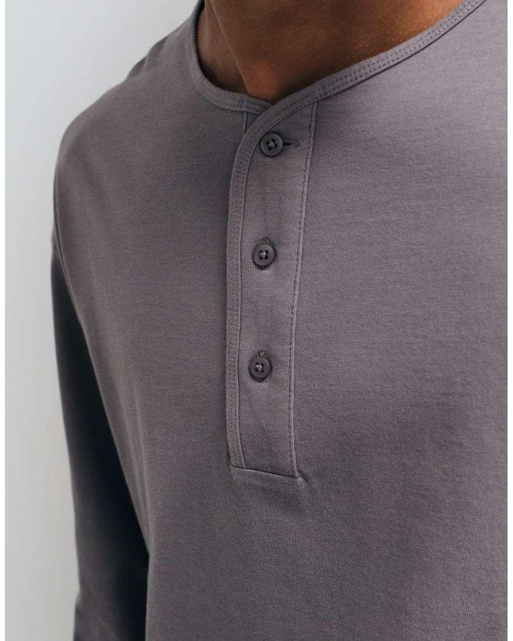 ASOS Gray Heavyweight Boxy Oversized Long Sleeve T-shirt With Henley for men