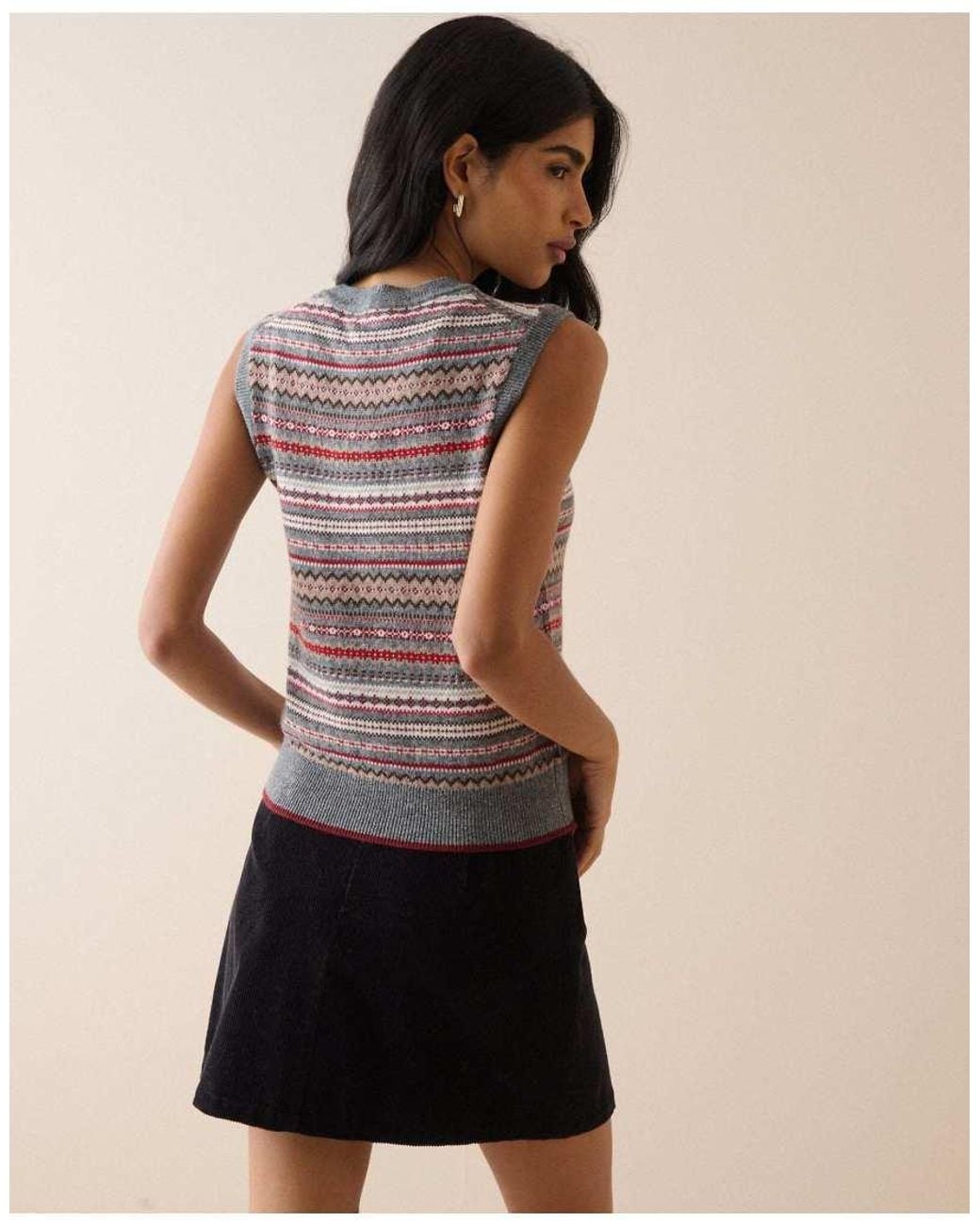 Nobody's Child Black Fair Isle Print Knitted Vest