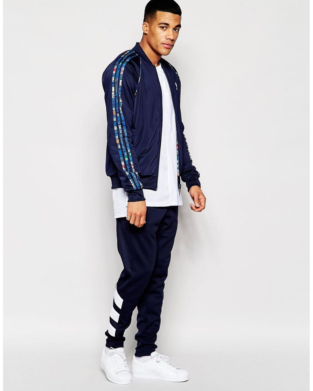 adidas Originals Skinny Joggers in Blue for Men | Lyst
