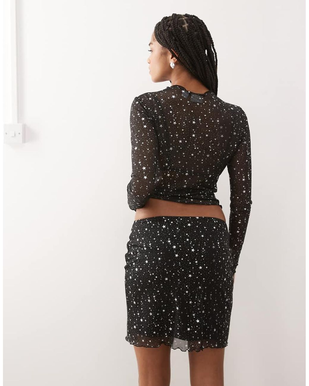 Noisy May Natural Mesh Overlay Mini Skirt Co-ord