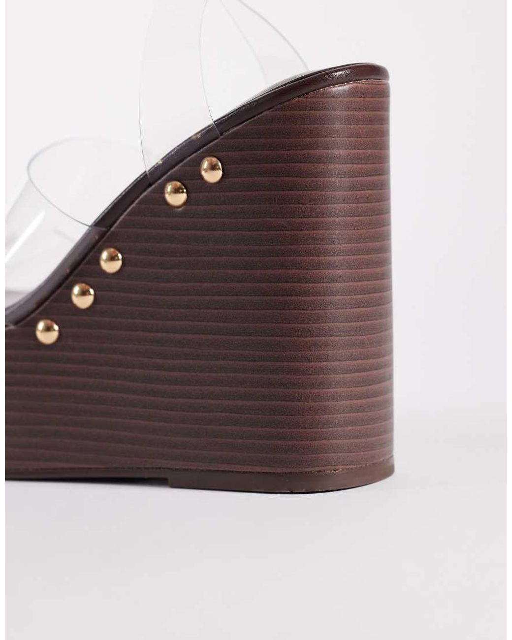 ASOS Brown Tamara Cut Out Studded Wedge Sandals