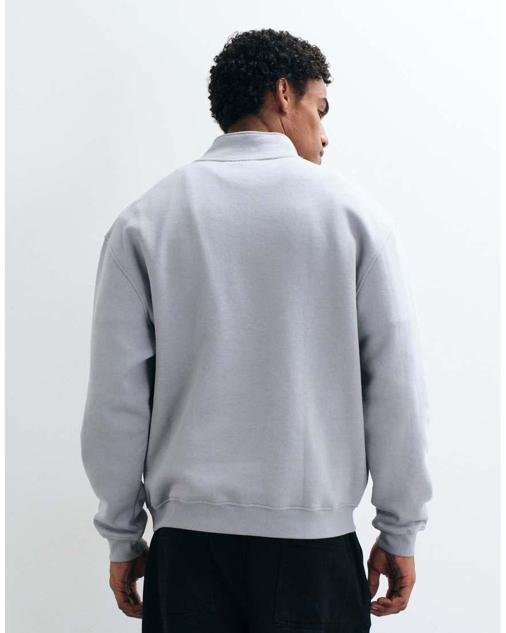 ASOS Gray Essentials Oversized Quarter Zip Sweatshirt for men