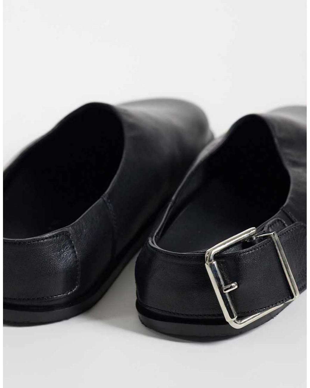 ASOS Black Marshall Real Leather Flat Mules