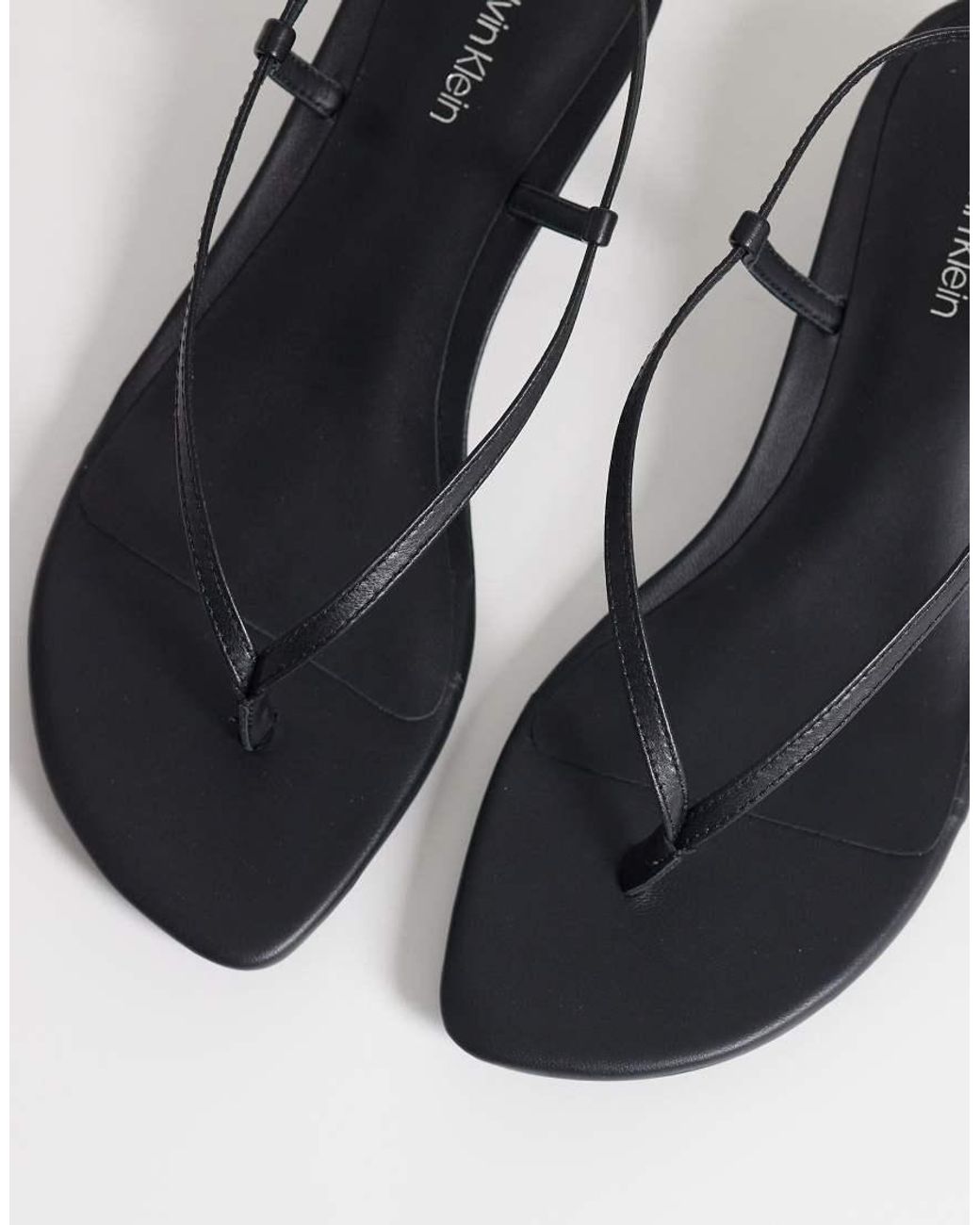 Calvin Klein Black Jeans Strappy Slingback Leather Sandal