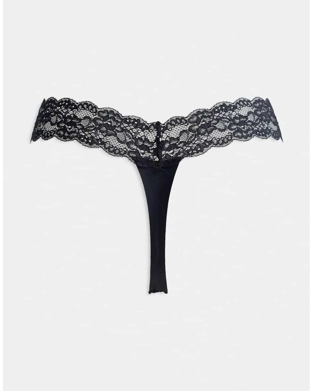 ONLY Black 3 Pack Lace Trim Seamless Thong