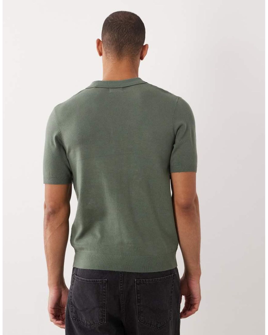 Threadbare Gray Knitted Short Sleeve Polo Shirt for men