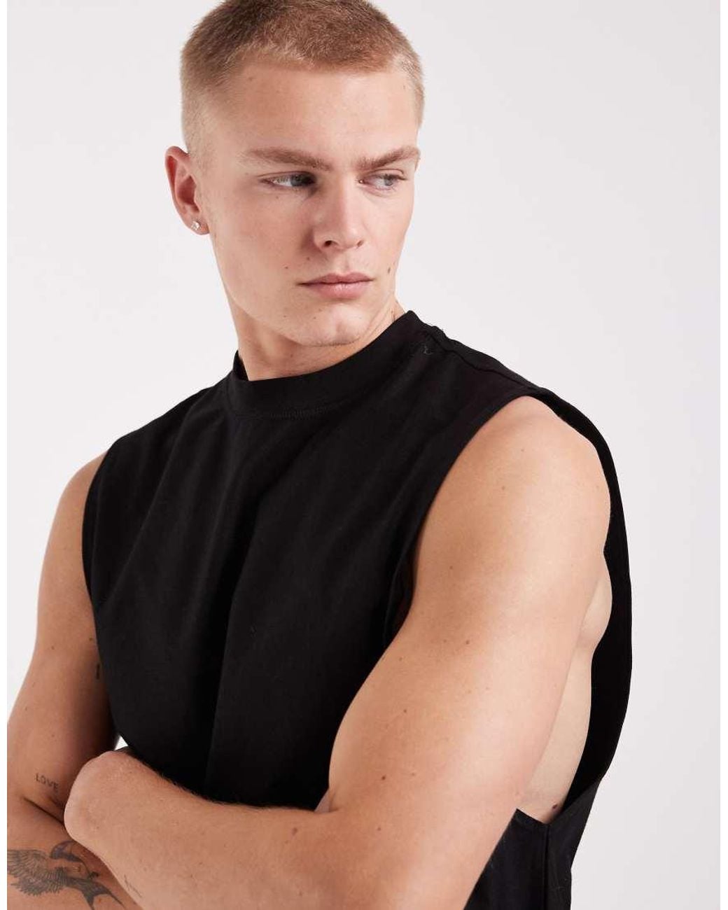 River Island Black Singlet for men