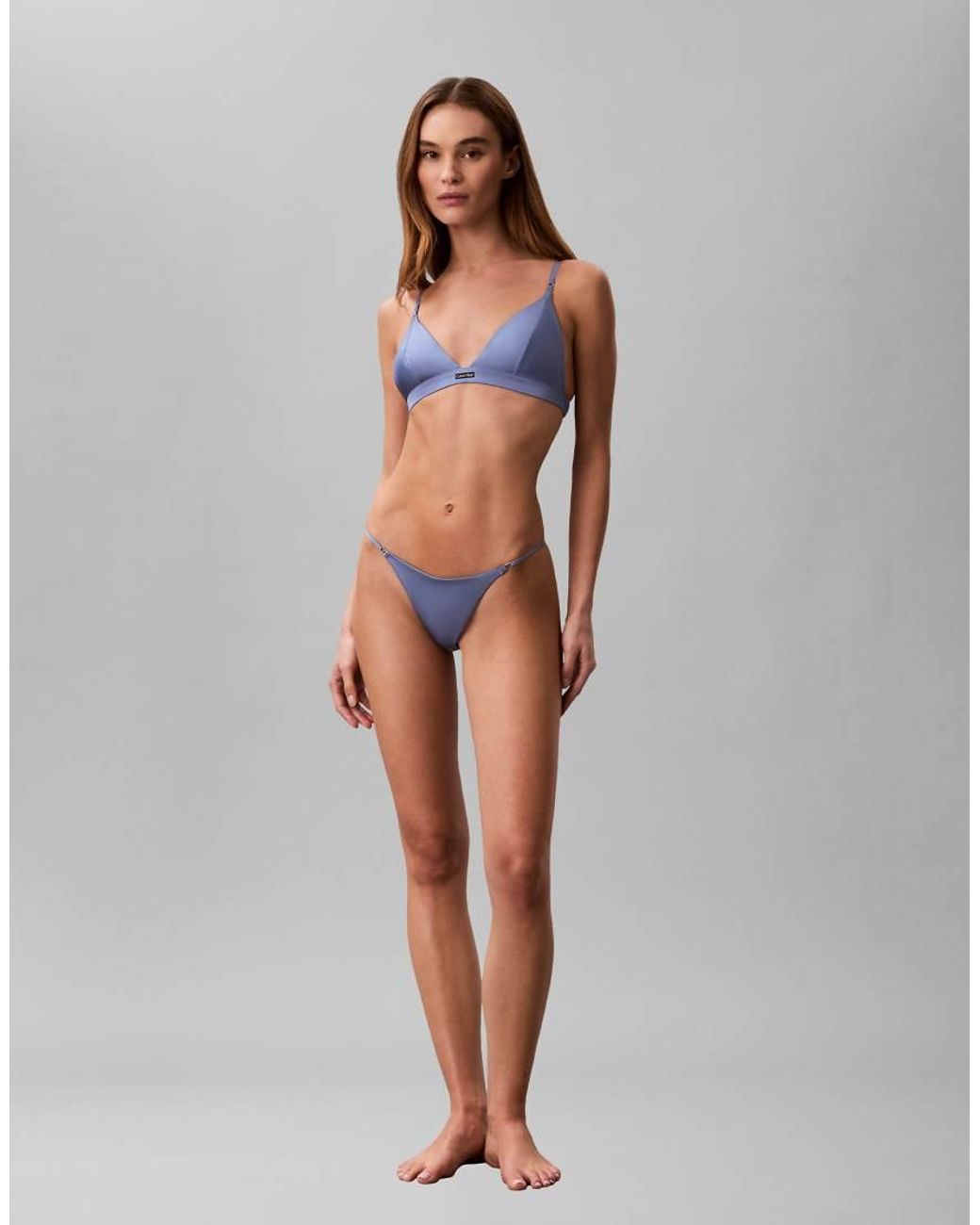 Calvin Klein Blue Signature Satin Unlined Triangle Bra