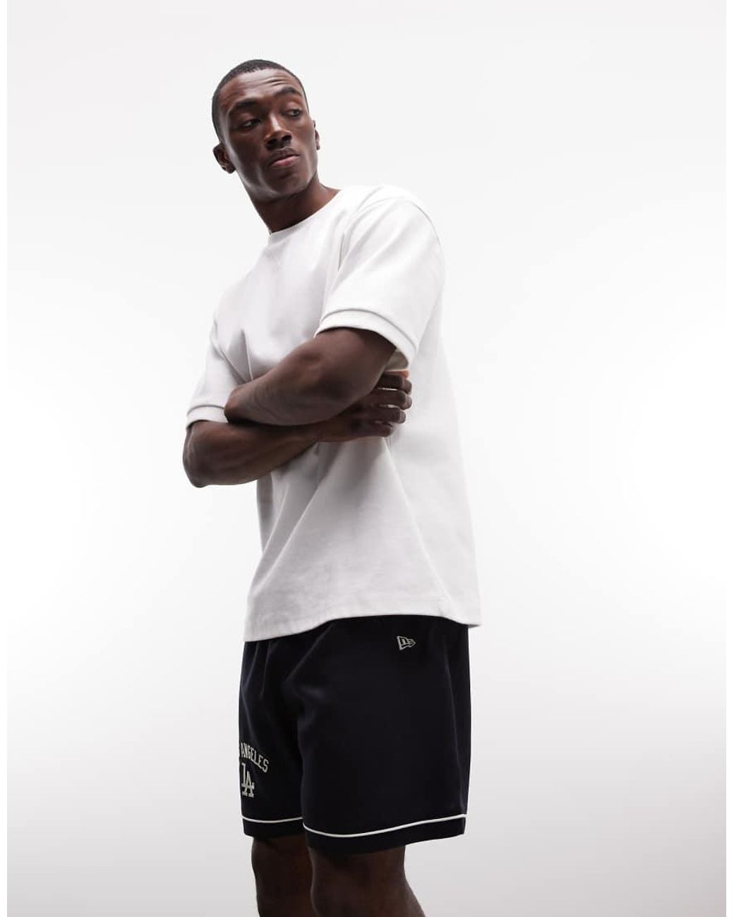 KTZ White La Dodgers Logo Shorts for men