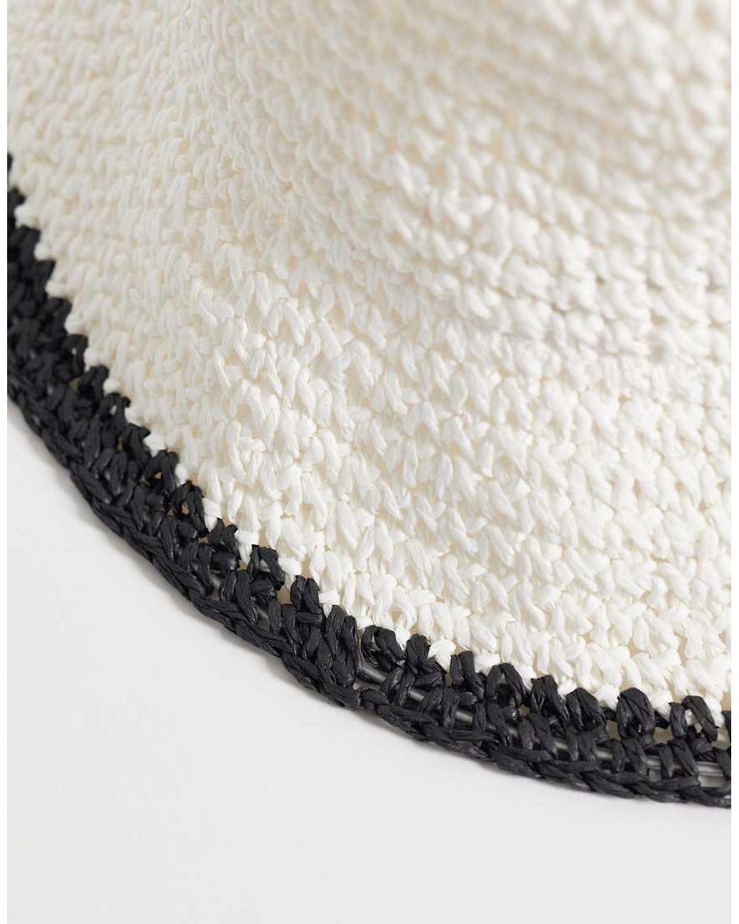 ASOS Natural Straw Crochet Bucket Hat With Contrast Tipped Edge