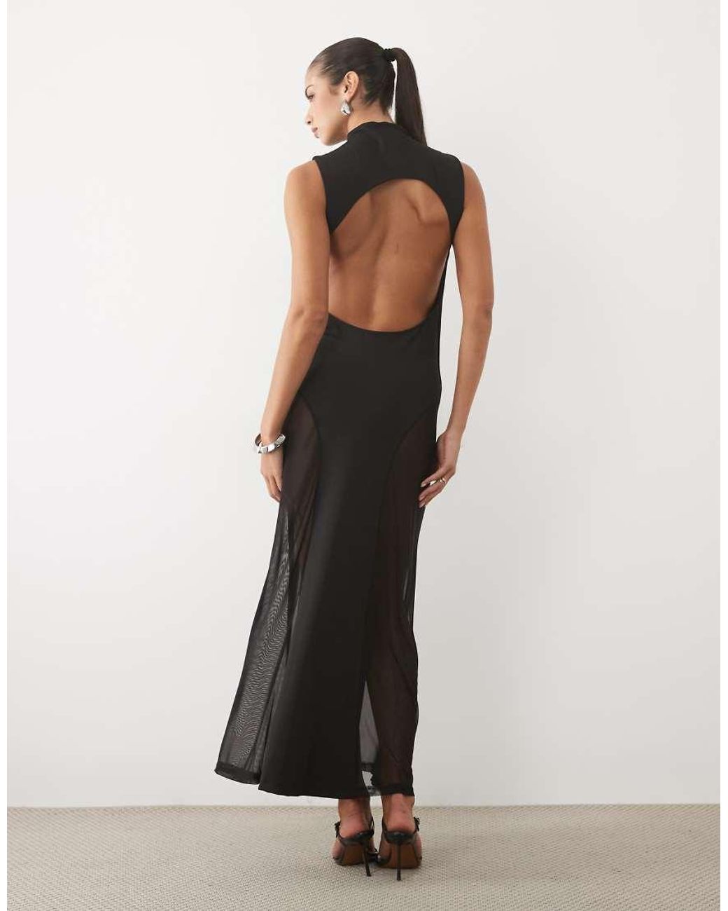 ASOS Black High Neck Sleeveless Maxi Dress