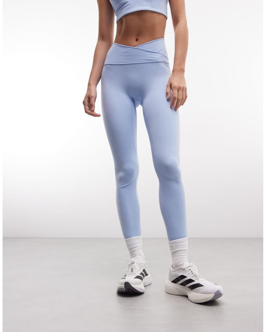 Adidas Originals White Three Stripes Studios Crossover Waist leggings
