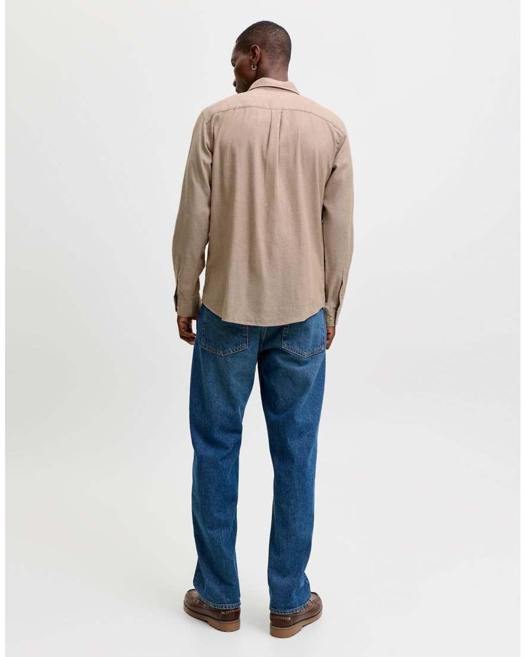 Jack & Jones Natural Field Spread Collar Long Sleeve Shirt for men