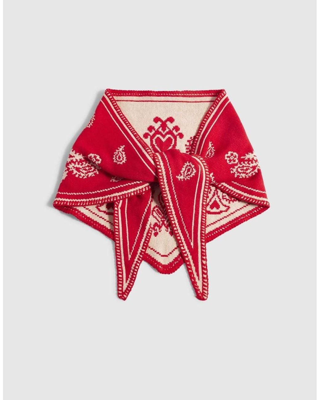 River Island Red Knit Paisley Triangle Scarf