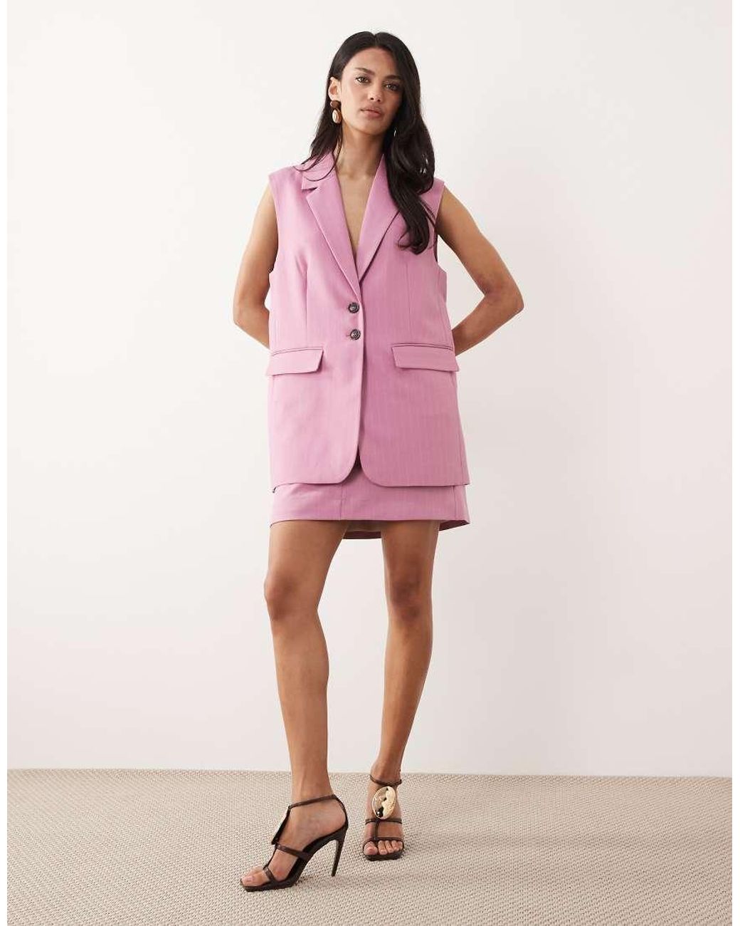 Y.A.S Pink Longline Tailored Waistcoat Co-ord
