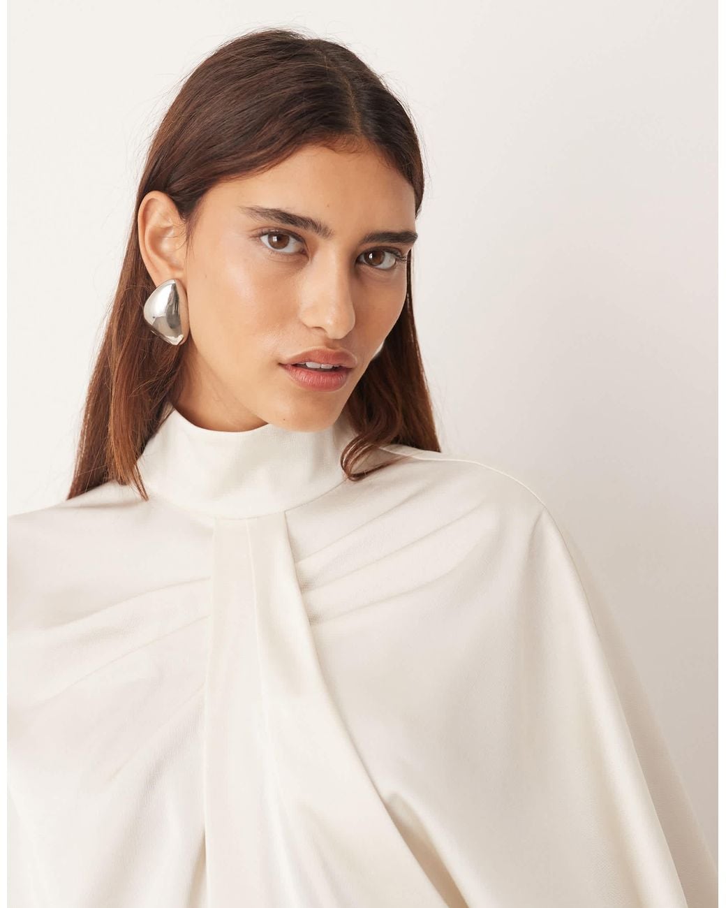 ARRANGE Natural Satin Overlayer Cape Top